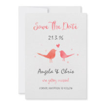 Vattenfärg Love birds Spara datum