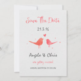 Vattenfärg Love birds Spara datum Datumet