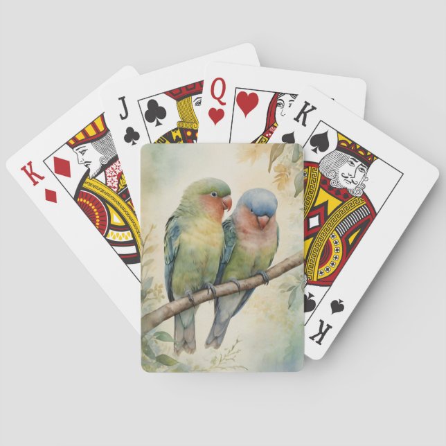 Vattenfärg Lovebird Eucalyptus Träd Casinokort (Baksidan)