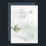 Vattenfärg lövverk och metalliskt guld bröllop spara datumet<br><div class="desc">Etterliknande vattenfärg lövverk och metalliskt guld effekt bröllops inbjudan. Med vackra vattenfärg detaljer. Denna moderna bröllops inbjudan är säker på att sätta stilen för din stora dag.</div>