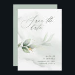 Vattenfärg lövverk och metalliskt guld bröllop spara datumet<br><div class="desc">Etterliknande vattenfärg lövverk och metalliskt guld effekt bröllops inbjudan. Med vackra vattenfärg detaljer. Denna moderna bröllops inbjudan är säker på att sätta stilen för din stora dag.</div>