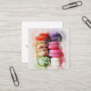 Vattenfärg Macaron Cookie Visitkort