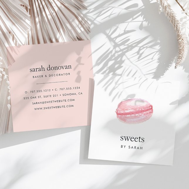 Vattenfärg Macaron Fyrkantigt Visitkort (Skapare uppladdad)