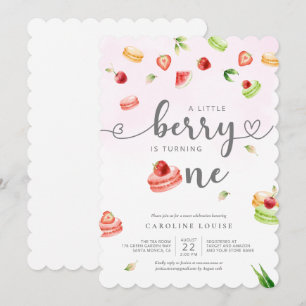 Vattenfärg Macarons Little Berry Baby Shower Invit Inbjudningar