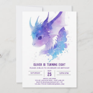 Vattenfärg Magic: Dragon Birthday Inbjudningar
