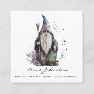 Vattenfärg Magick Gnome Fyrkantigt Visitkort