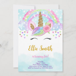 Vattenfärg Magisk Enhörning Inbjudan