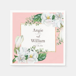 Vattenfärg Magnolia Bröllop Pappersservett