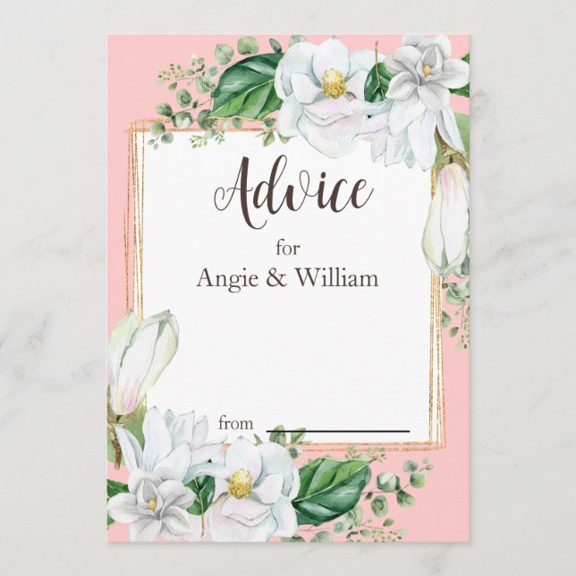 Vattenfärg Magnolia  Bröllop Rådkort (Framsida)