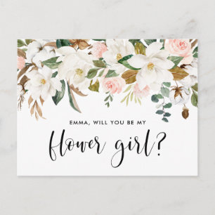 Vattenfärg Magnolia Cotton Garland Flower Girl Vykort