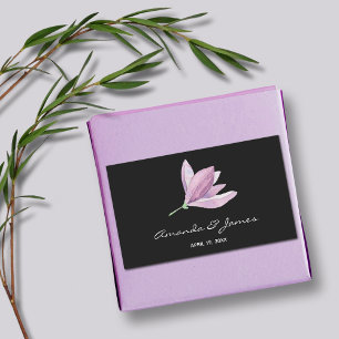 Vattenfärg Magnolia Flower Bröllop Rektangulärt Klistermärke