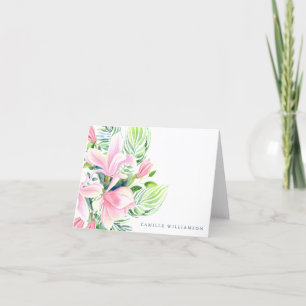 Vattenfärg Magnolia Flower i Rosa Personlig Tack Kort