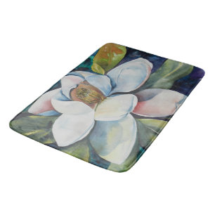Vattenfärg Magnolia Flower och Löv Badrumsmatta