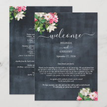 Vattenfärg Magnolia Flowers Bröllop Itinerary