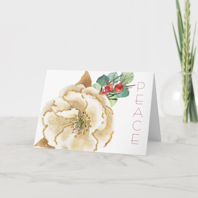 Vattenfärg Magnolia med Berries julkort. Kort (Framsida)