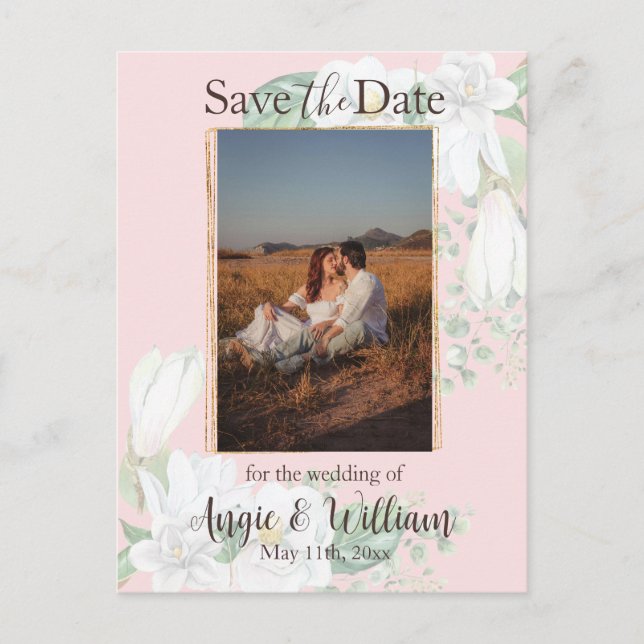 Vattenfärg Magnolia  Spara datumfoto Vykort (Framsida)