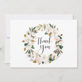 Vattenfärg Magnolias och bomullskran Bröllop Tack Kort