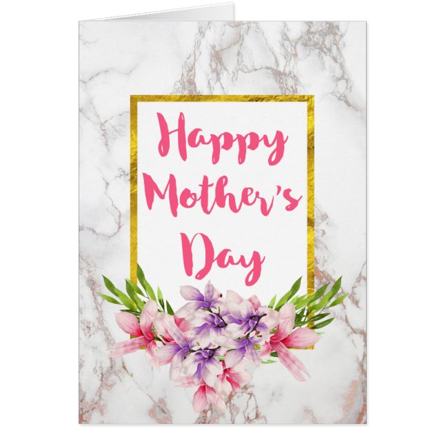 Vattenfärg Magnolias på Marble Mors dag Hälsningskort (Framsidan)