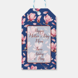 Vattenfärg Magnolias Presentetikett