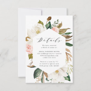 Vattenfärg Magnolior   Bröllopsinformationskort OSA Kort