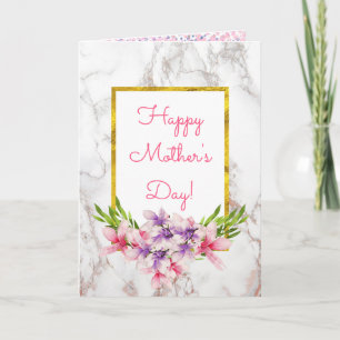 Vattenfärg Magnolior på marmor Mors dag Kort