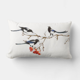 Vattenfärg Magpie Birds Nature Art Dekorativ kudde