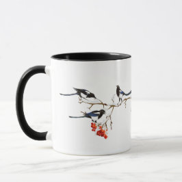 Vattenfärg Magpie Birds Nature Art Mugg