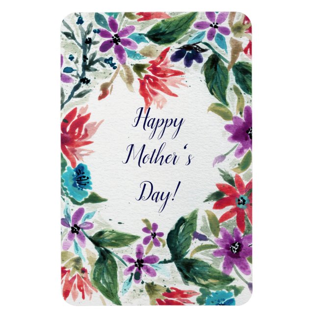 Vattenfärg Målad Blommigt Utandning Mors dag Magnet (Vertikal)