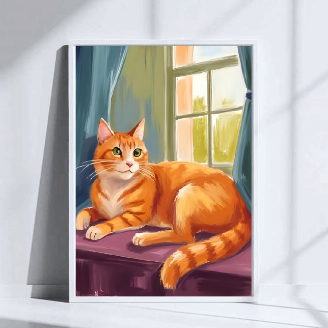 Vattenfärg-målad husdjursillustration av orange ta poster (Skapare uppladdad)