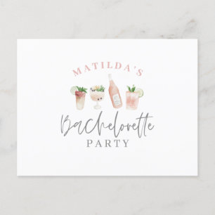 vattenfärg målad invit för drinkbacheloretteparty inbjudan vykort