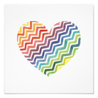 Vattenfärg Målad regnbåge Chevron Heart Skriv ut