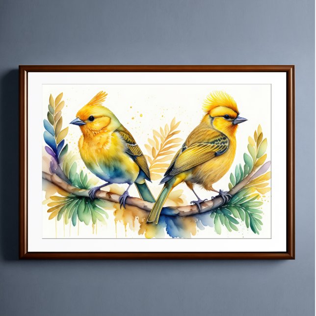 Vattenfärg Målning av Gult Bird 3:2 Poster (Skapare uppladdad)