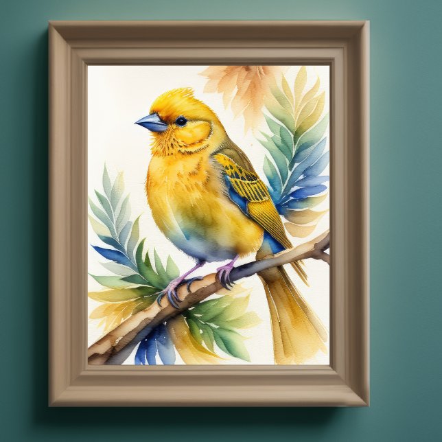Vattenfärg Målning av Gult Bird 5:4 Poster (Skapare uppladdad)