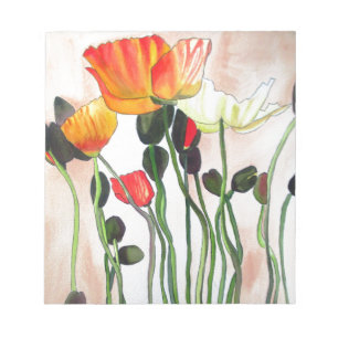 Vattenfärg-målning av orange vallmo-blommor anteckningsblock