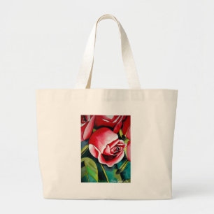 Vattenfärg målning konst blomma rosa knopp jumbo tygkasse