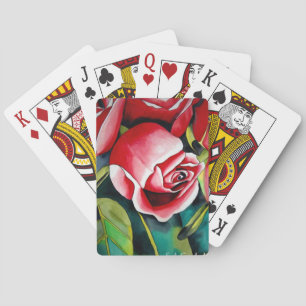 Vattenfärg målning konst blomma rosa knopp spel kort