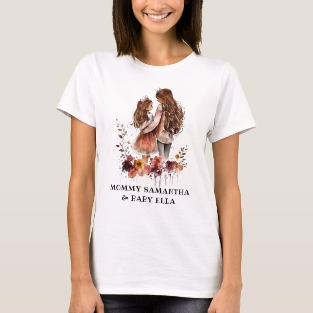 Vattenfärg Mamma och dotter (1) T Shirt (Framsida)