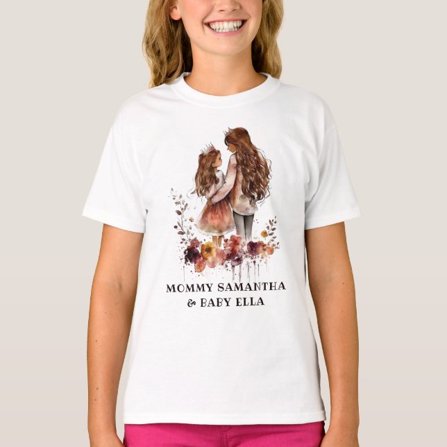 Vattenfärg Mamma och dotter (1) T Shirt (Framsida)