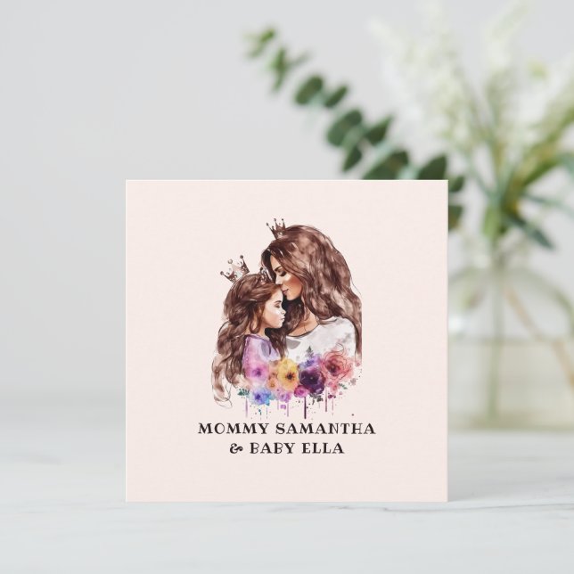Vattenfärg Mamma och dotter (3) (Stående Fram)