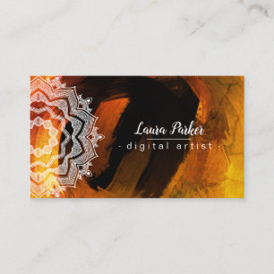 Vattenfärg Mandala Art Abstrakt Splatter Stroke Visitkort
