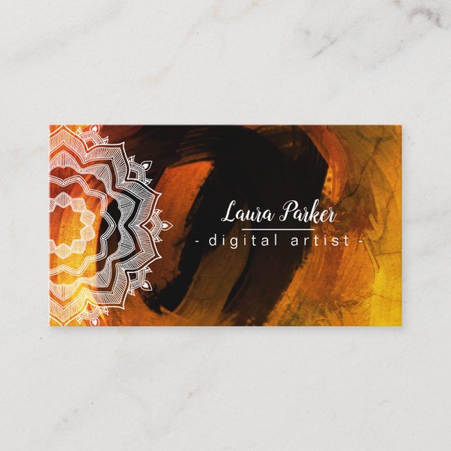 Vattenfärg Mandala Art Abstrakt Splatter Stroke Visitkort (Framsida)