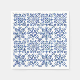 Vattenfärg Mandala Azure-hårdplastunderlägg Pappersservett