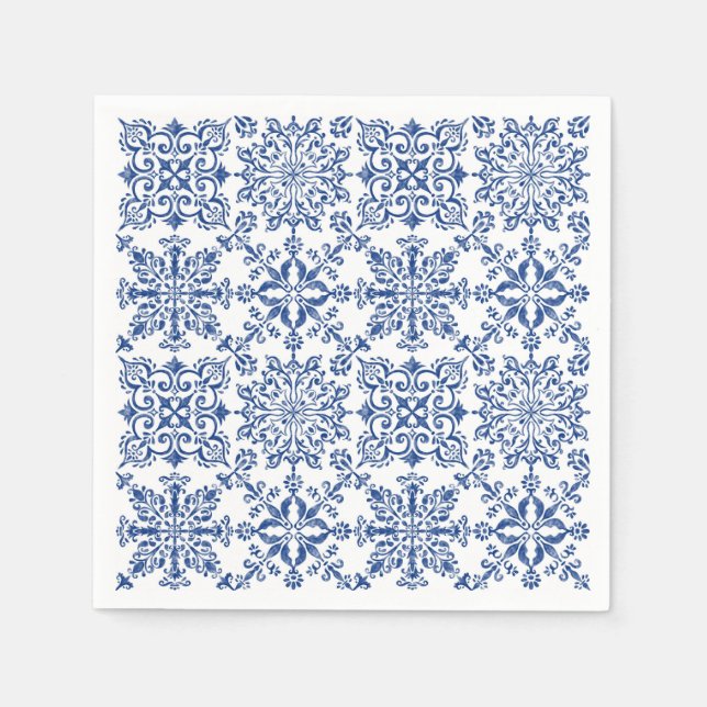 Vattenfärg Mandala Azure-hårdplastunderlägg Pappersservett (Framsidan)