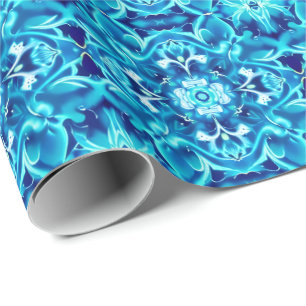 Vattenfärg Mandala Flower i Indigo Blue-skuggor Presentpapper