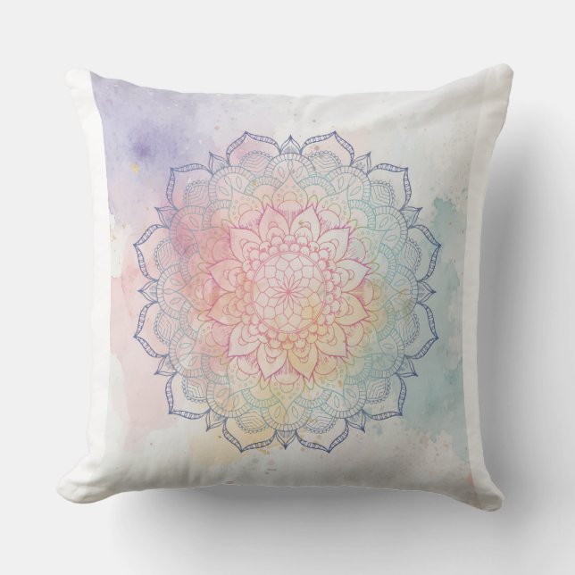 Vattenfärg Mandala Kuddcover Pillow Kudde (Framsida)