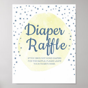 Vattenfärg Måne och stjärnor Pastel Diaper Raffle Poster