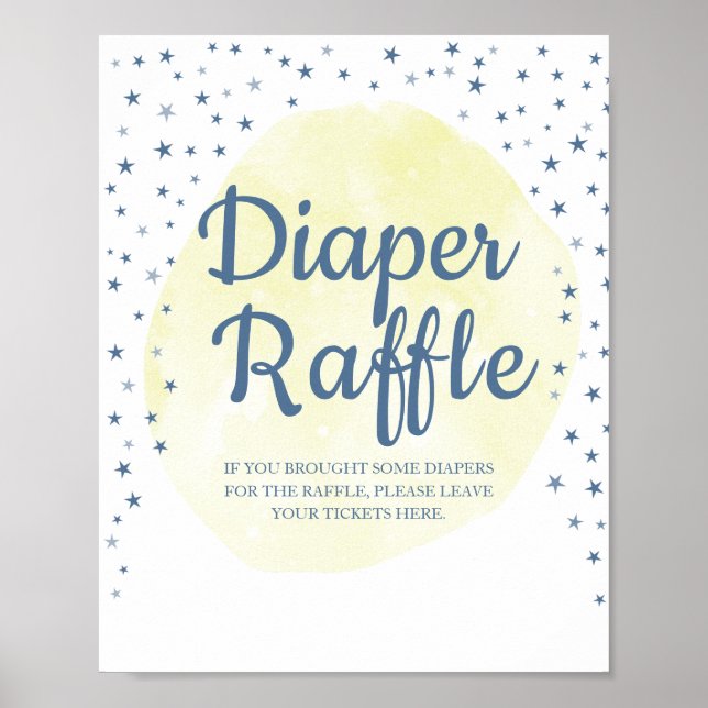 Vattenfärg Måne och stjärnor Pastel Diaper Raffle  Poster (Framsidan)