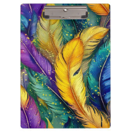 Vattenfärg Mardi Gras Feather, sömlös mönster