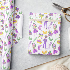 Vattenfärg Mardi Gras-fest Presentpapper