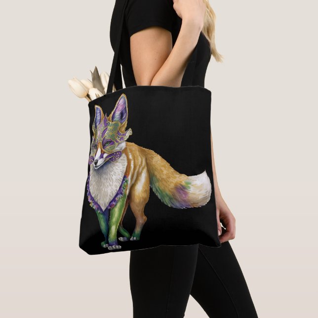 VATTENFÄRG MARDI GRAS FOX MED MASK TYGKASSE (Närbild)
